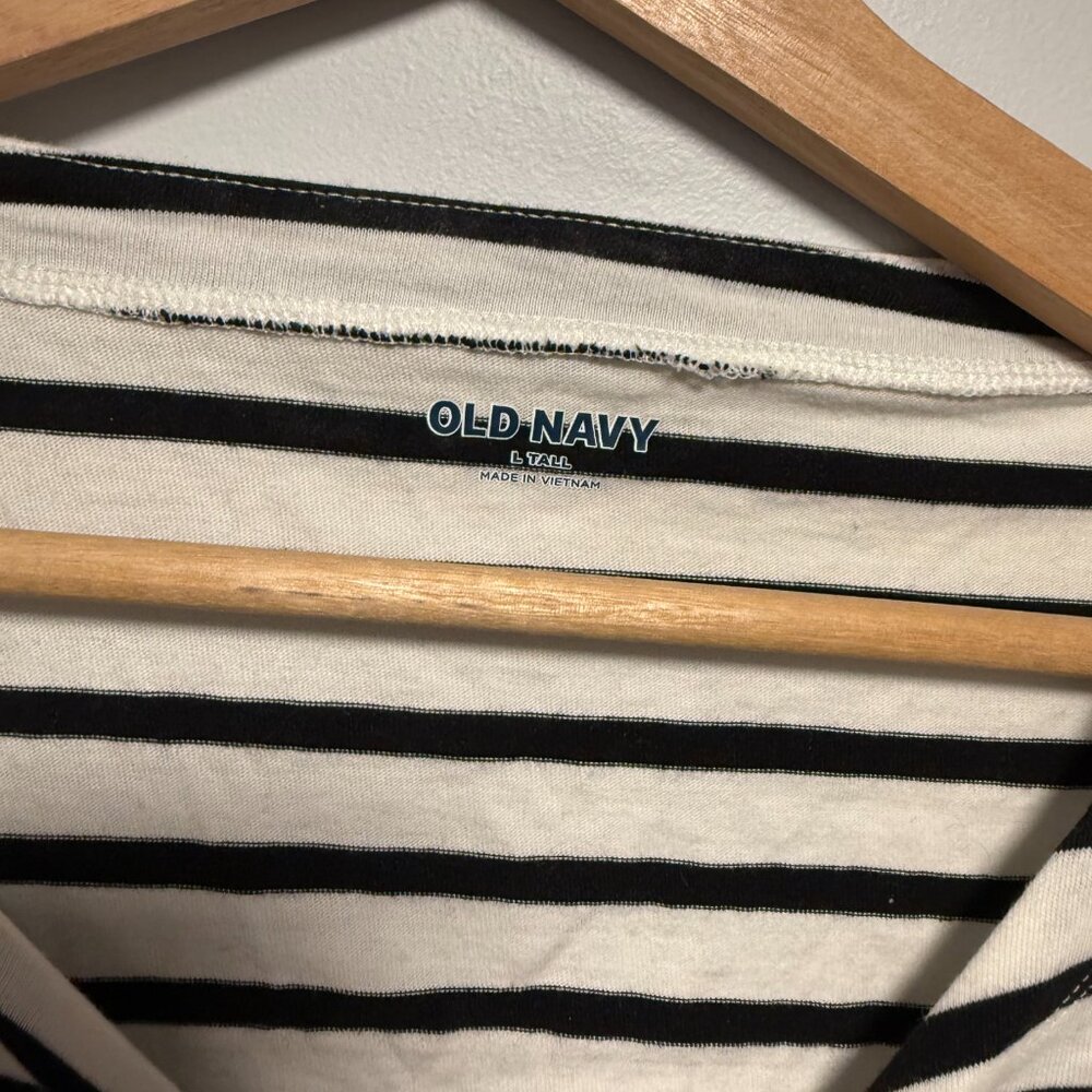 Old Navy Black & White Stripe Boat Neck Long Sleeve Top Large T - Picture 4 of 9